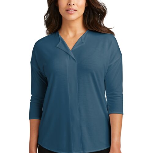 Port Authority® Women's Concept 3/4-Sleeve Soft Split Neck Top (Yeo & Yeo) Thumbnail