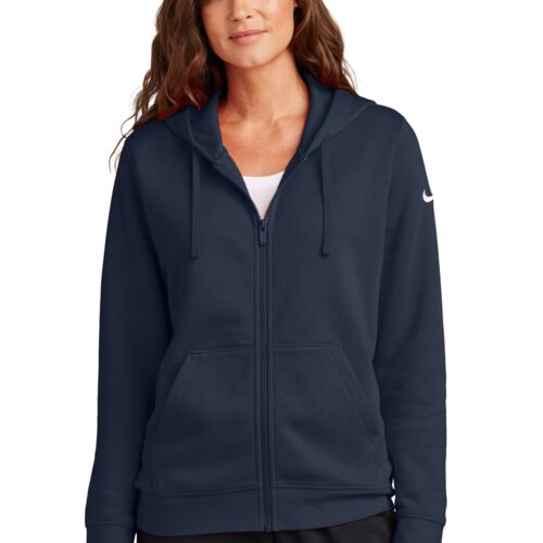 Ladies Club Fleece Sleeve Swoosh Full Zip Hoodie (sport option) Thumbnail