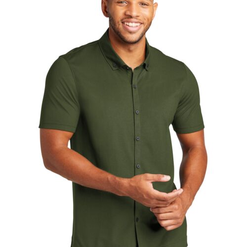 Mercer+Mettle® Stretch Pique Full-Button Polo Thumbnail