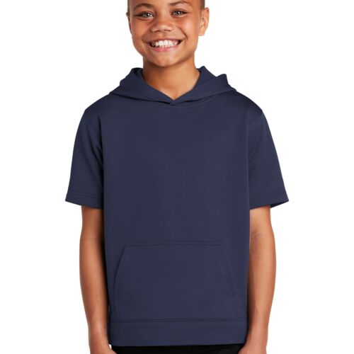 Youth Sport Wick® Fleece Short Sleeve Hooded Pullover (Custom Fields Enabled) Thumbnail
